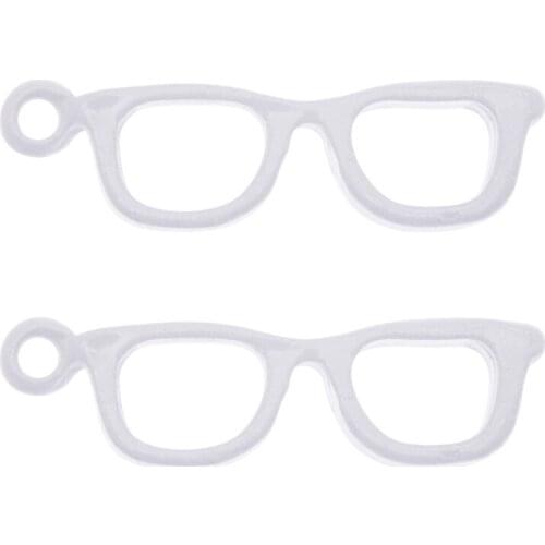 4pcs Enamel Glasses Shape Jewelry charms Enamel White Alloy Frame pendant Earrings Necklace DIY Bracelet package accessories DIY