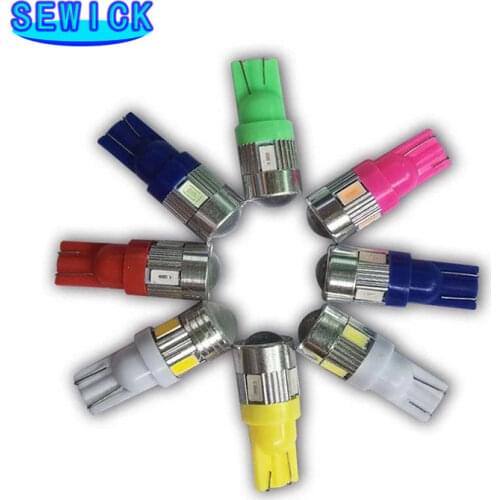 100x Car T10 LED Bulb 6 SMD 12V White 6500K W5W LED Signal Light Auto Interior Wedge Side License Plate Lamps 5W5 194 168