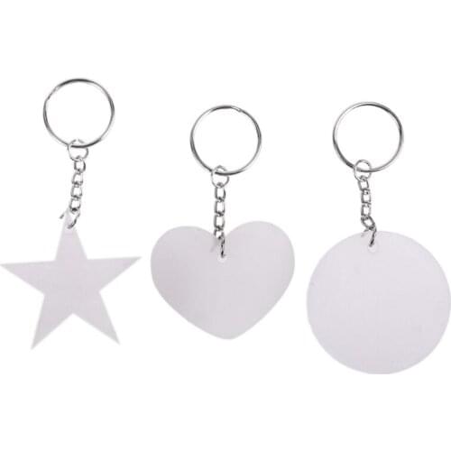 Acrylic Transparent Star Heart Oval Discs Key Chains Round Acrylic Keychain Blanks Tassel Pendant Keyring Jewelry Making