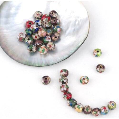 DoreenBeads 50PCs Cloisonne Ball Loose Spacers Beads for Jewelry Making DIY Bracelets Flower Beads In Assorted Colors 8mm Dia