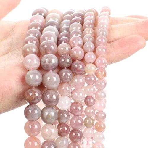 2021 New High Quality 6-10mm Natural Stone Beads For Jewelry Making DIY Round Pink Opal Stone Bead Bracelet Necklace Handmade