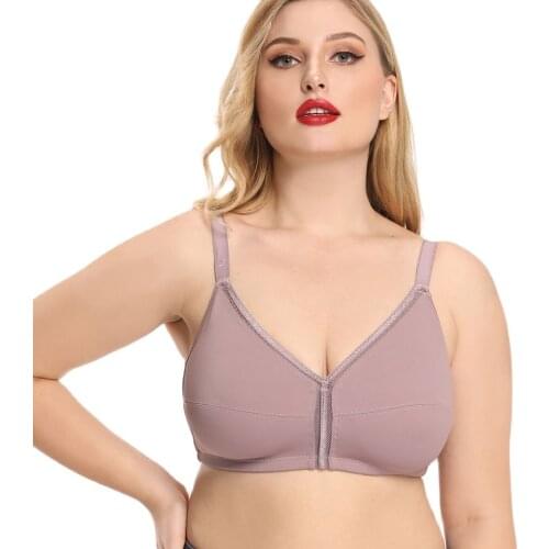 Melansheng Unlined Basic Full Coverage High Cut Double Fabric Uplift No Wire Plus Size Bra Big Cup D E F For Women Wire Free 95F