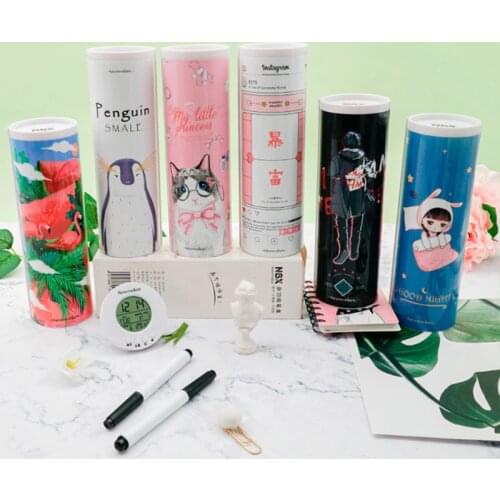 NBX Standing Pencil Case School Supplies For Girl Unicorn Stationery Pencilcase Stand Up Student Pen Box Simple Round Whiteboard