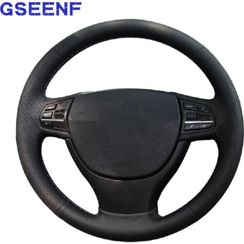 Car Steering Wheel Cover Hand-stitched Black Genuine Leather For BMW F10 F07 (GT) 2009 10-2011 2012 2013 2014 2015 2016 2017 F11