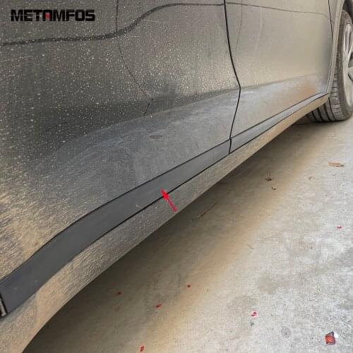 For Tesla Model Y 2020 2021 2022 Carbon Fiber Side Door Strip Body Skirt Molding Trim Decoration Sticker Accessories Car Styling