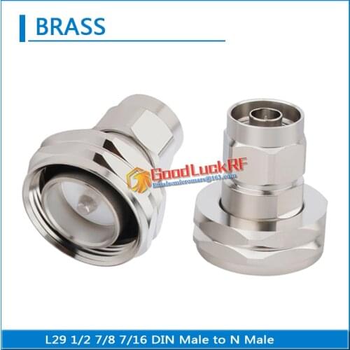 Dual L29 1/2 7/8 7/16 DIN Male To N Male Plug Cable Connector Socket Jack Straight Brass Coaxial RF Connector Adapters