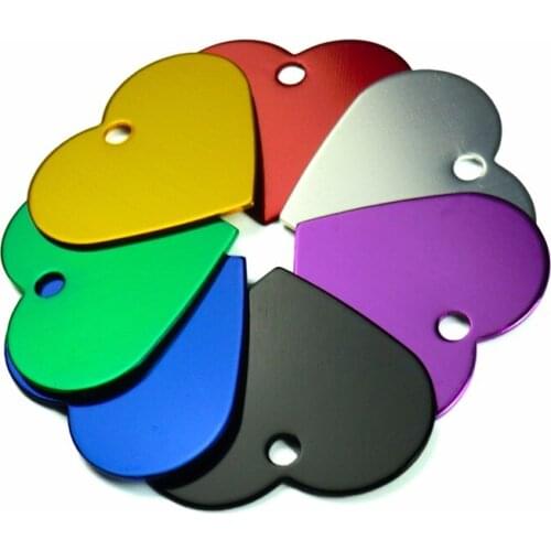 20PCS Cat Pet Name Phone No. Aluminum Puppy TAG ID Accessories Double Sides Heart Personalized Dog Cats ID Tags Customized