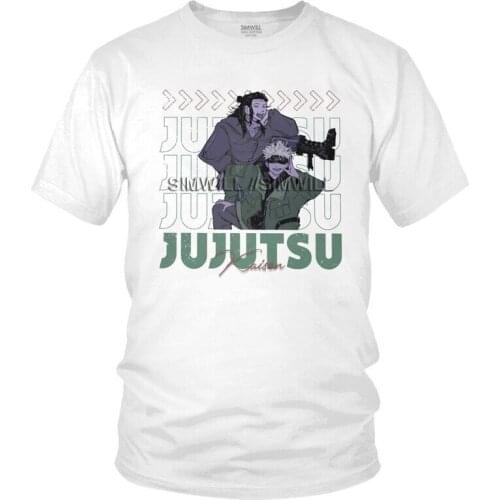 Jujutsu Kaisen Satoru Gojo Geto T Shirt Mens 100% Cotton Printed T-shirt Funny Tshirt Short Sleeve Japanese Anime Manga Tee Top
