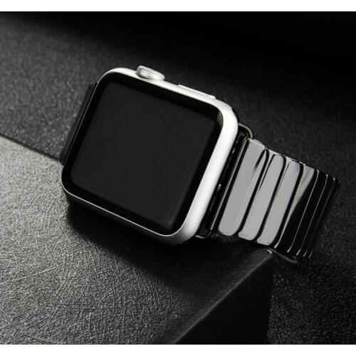 Ceramic Strap for Apple Watch Band 44 mm 40mm iwatch band 42mm 38mm Stainless steel buckle link bracelet Apple watch 6 SE 5 4 3