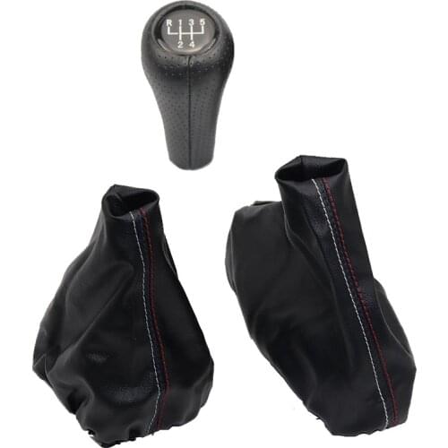 Leather Gear Lever Boot Handbrake Grips Car Anti Slip Parking Hand Brake Boot and gear shift knob For BMW 3 Series E36 E46 e39