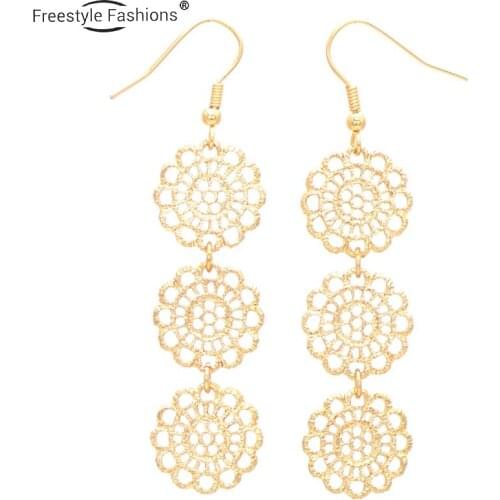 Fashion Trendy Round Zinc Alloy Drop Earrings for women