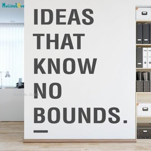 Ideas That Know No Bounds Quote Wall Sticker Office Decor Inspiring Text Removable Large Size Art Murals Vinyl YT2370
