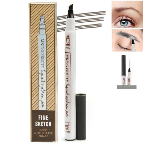 Natural 3D Eyebrow Makeup Pencil Pen Microblading Tattoo Eyebrow Ink Fork Tip Pen Long Lasting Waterproof Easy to use Cosmetics
