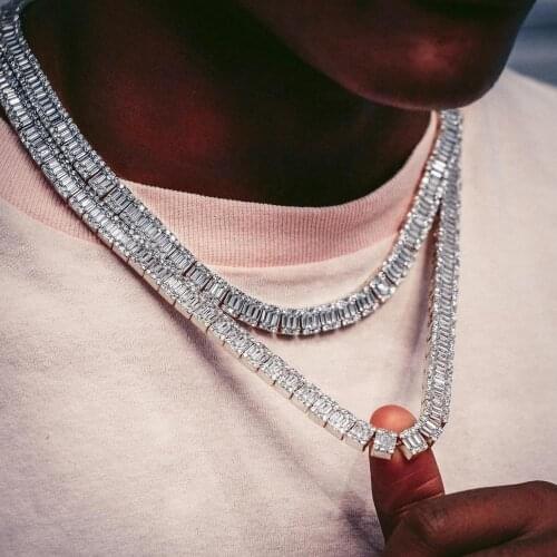 2021 Iced Out New Fashion Miami Cuban Sparking Bling 5A Baguette CZ Necklaces For Women Fashion Square Wedding Choker Jewelry