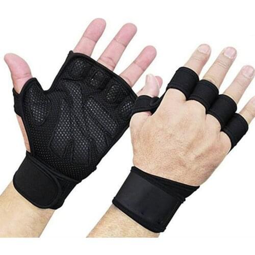 Half Finger Gym Fitness Gloves Hand Palm Protector with Wrist Wrap Support Crossfit Workout Power Weight Lifting 2021 New