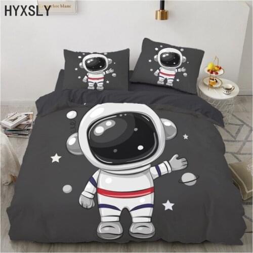Cartoon Astronaut Lover Bedding Set Digital Printing Teens Boy Duvet Cover 140*210cm Twin Full Single Bed Linens Comforter Decor