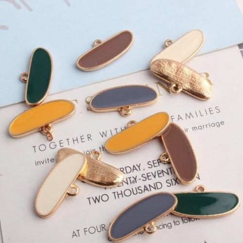 10pcs Alloy Irregular Geometric Ellipse Enamel Charms DIY Pendant Small Dangle Charms Handmade Jewelry for Necklace Bracelet
