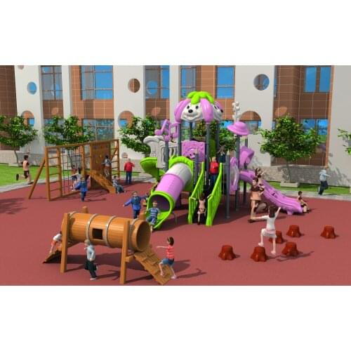 Direct factory sale outdoor playground structure slide with antirot wooden play equipment for park/school/communityYLW-17927