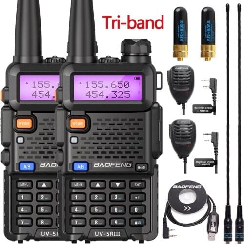 2021 BAOFENG UV-5R III TRI-BAND DUAL ANTENNA WALKIE TALKIE VHF 136-174MHZ/220-260MHZ&UHF 400-520MHZ HAM RADIO SCANNER UV5R UV-5R