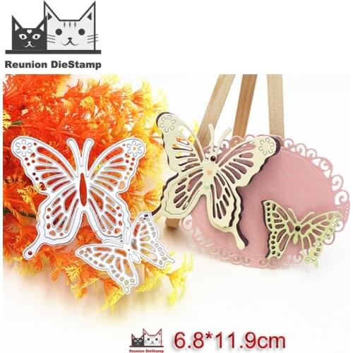 Reunion 2020 New Arrival Two Butterflies Stitched Metal Cutting Dies DIY Scrapbooking Craft Embossing Making Stencil Template