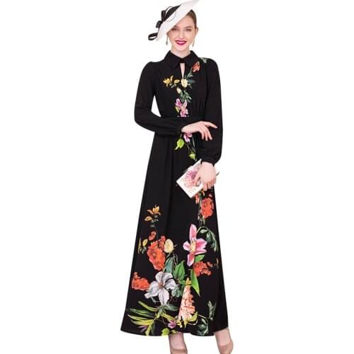 Chiffon Office Lady Luxury Patchwork Printed Long Dress Evening Formal Dress Muslim Women Party Night Maxi Long Dresses DZ2109