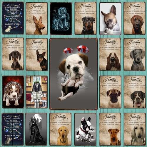 Dog Sign Plaque Metal Vintage Pet Retro Plate For Wall Poster Bar Cafe Home Art Retro Decor Cuadros DU-6686B