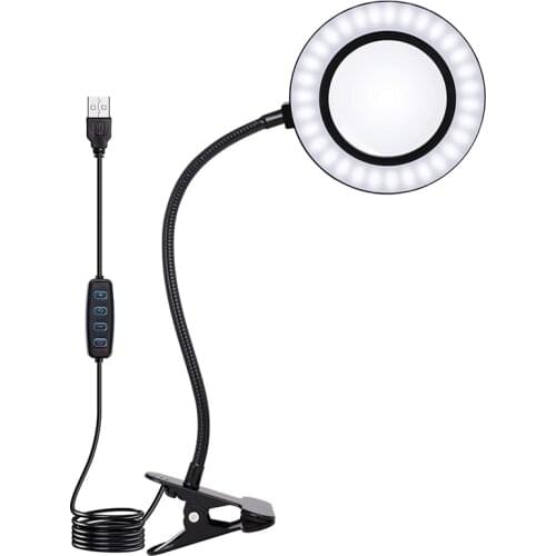 10X Magnifying Glass Lamp Magnifier Light with Clip Adjustable Flexible Gooseneck for Daily Hobbies Repairing Crafts