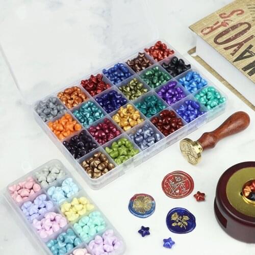 Retro Star-Shaped Sealing Wax Stamp Sealing Beads Boxed Wax Seal Melting Furnace Spoon DIY Wax Stamp Making Tools Envelope Decor
