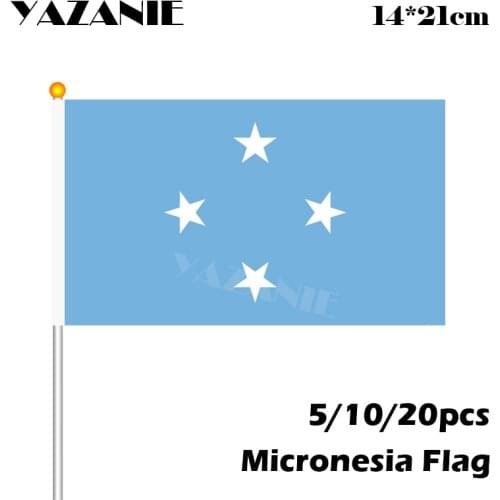 YAZANIE 14*21cm 5/10/20pcs Free Shipping Micronesia National Flag 8# Small Every Country Polyester Small Size Custom Hand Flag