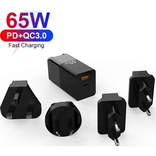 65W GaN Wall Charger Quick Charge 3.0 QC3.0 PPS SCP AFC PD 3.0 PD USB-C Type C Fast USB Charger For Macbook Pro iPhone Samsung