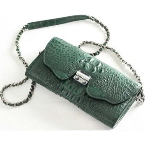 Ourui Real crocodile leather chain bag for ladies leather bag for ladies long chain bag for ladies head leather women