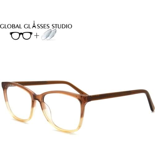 Women Acetate Glasses Frame Eyewear Eyeglasses Reading Myopia Prescription Lens 1.56 Index H0073