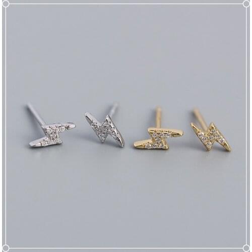 Mini Lightning Stud Earrings for Women Earrings Cubic Zirconia Inlays Boho Fine Jewelry 2021 Piercings M4