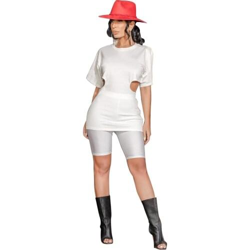 Womens Cool Summer Hollow Zipper Solid Two Piece Set Outdoor Beach Vacation Short Sleeve Slim Suit Fitness Yoga Suits