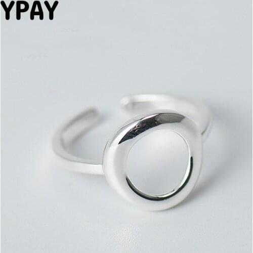 YPAY 100% Genuine 925 Sterling Silver Circle Round Opening Finger Rings for Women Fine Engagement Jewelry 2018 Hot Sale YMR487