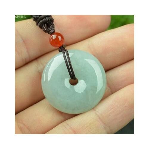 Zheru Jewelry Natural Burmese Jade A Grade Donut Pendant Necklace Jewelry Best Gift