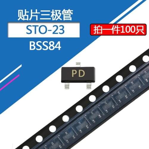 100pcs/lot SMD transistor BSS84 package SOT-23 silk screen PD 50V/130MA field effect tube P-channel MOS tube