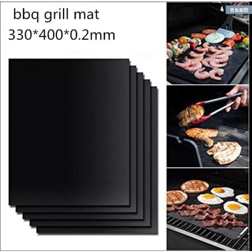40 * 33cm 1pcs/set Reusable Non-stick BBQ Grill Mat 0.2mm Thick PTFE Barbecue Baking Liners bbq Cooking Pad Microwave Oven Tools