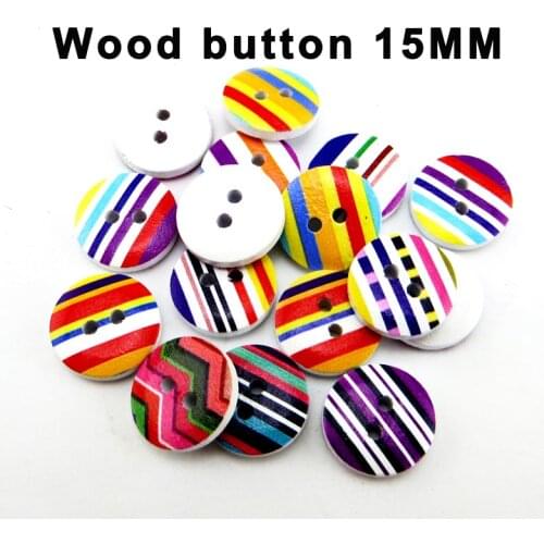 50PCS 15MM Painting Wooden Color Line Stripe Buttons Fits Coat Boots Sewing Clothes Accessories MCB-1036