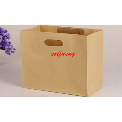 500pcs/lot 28x15x28cm Large Kraft Paper Bags Bread Snack Sanwich Wrap Boxes Takeout Food Packaging Gift Handle Bags F062707