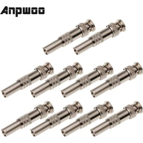 ANPWOO 10Pcs BNC Male Plug Connector To Screw For RG-59 Coaxical Cable CCTV Camera