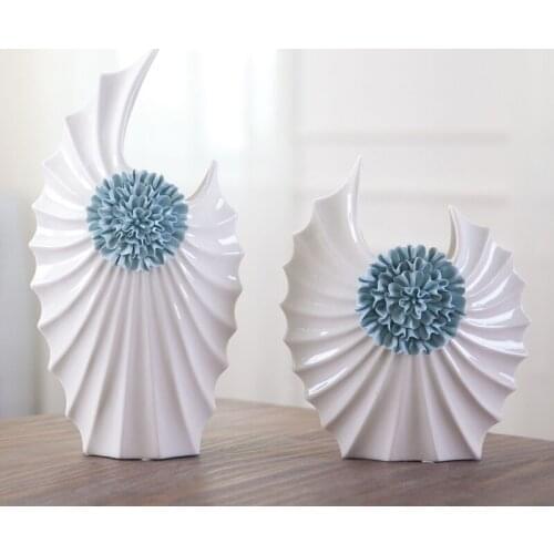 Large Ceramic Vase Blue Flowers Dots Flower Vase Cabinet Decorative Planters