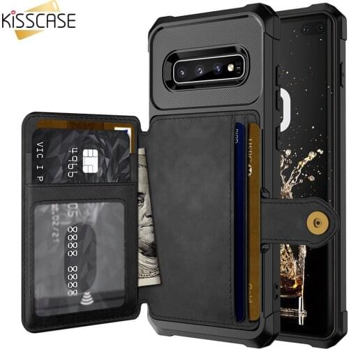 KISSCASE Retro PU Leather Phone Case For Samsung S9 Plus S9 S10 Plus S10 S10E Note 9 Card Slots Magnetic Soft TPU Back Cover