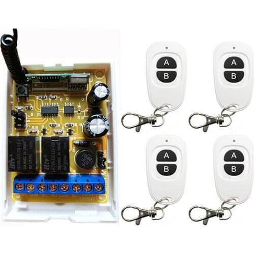 DC12V DC24V 2CH RF Wireless Switch Relay Receiver Remote Controllers & White AB keys Waterproof Transmitter /lamp/ window