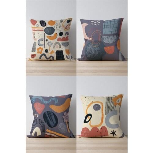 Double Side Printed Chakra Pattern 4'lü Suede Pillow decorate Case 43*43 Cm