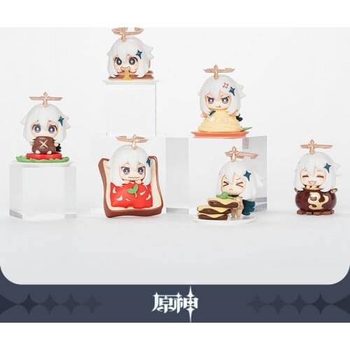 Genshin Impact Paimon Food Doll Figure Stand Display 6pcs Set Toy Cosplay Accessories C YS