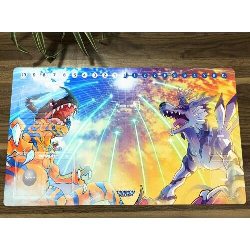 Anime Digimon Playmat Greymon Garurumon Agumon Trading Card Game Mat DTCG CCG Mat Mouse Pad Desk Gaming Play Mat & Zones Mat Bag