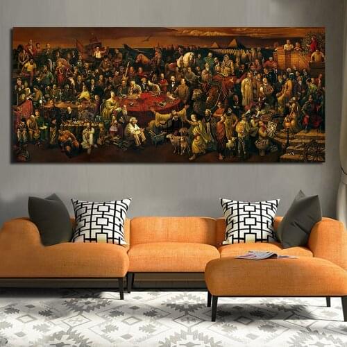 JQHYART Discussing The Divine Comedy With Dante Wall Pictures For Living Room Canvas Art Home Decor Modern No Frame
