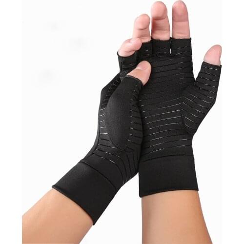 Compression Arthritis Gloves with Non-Slip Silicone Gel Open Finger Gloves For Wrist Support Arthritic Joint Pain Relief