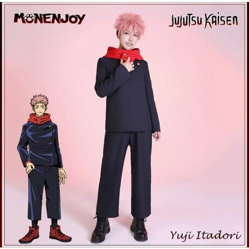 Monenjoy Jujutsu Kaisen Yuji Itadori Cosplay Uniform Anime Top Hoodies Pants Cos Costume